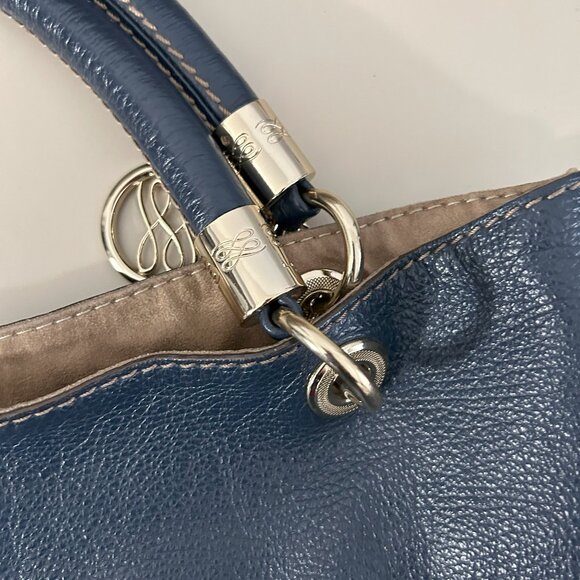 Beautiful LANCEL "French Flair” leather Tote bag, navy blue colour - Picture 5 of 16